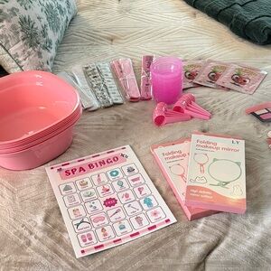 Pink Spa Party Set with Photo Props and banner